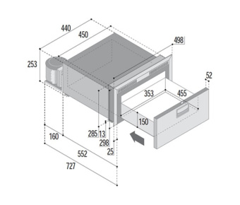 Vitrifrigo F14670300SPX Single Drawer Freezer DW35 BTX 35L 12/24V