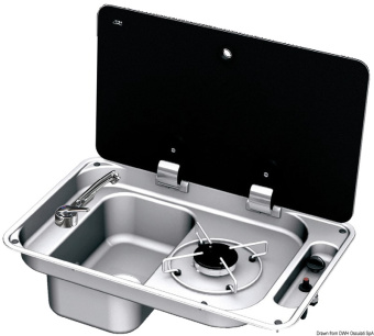 Osculati 50.805.05 - 1-Burner Left Hob With Tinted Glass Cover