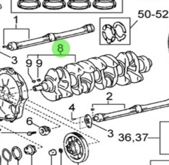 Nanni Diesel 970312110 - Crankshaft Sub-Assembly for T4 Series Engines