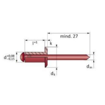 Midinox Open Blind Rivet Alu/Alu Flat Head TP 4 X 16
