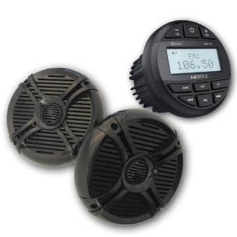 Hertz HMR 10 Kit FM/USB/BT 4x50 Watt (9025101) + 200W Speaker Set 2 Pcs. (035410) - Black