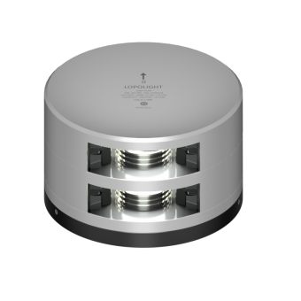 Lopolight 301-005ST-FB - Navigation Light 2NM 135° White Double Stern Silver W/FB Base
