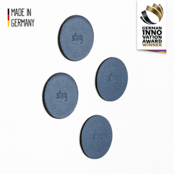Silwy U000-03GB-4 - Metal Nano Gel Pads In Leather Look / Set Of 4 In Blue / Large 6.5 Cm