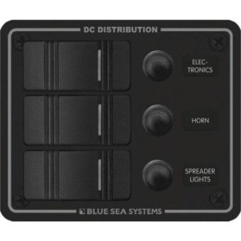 Blue Sea Contura 3-Circuit Watertight Panel With Circuit Breaker