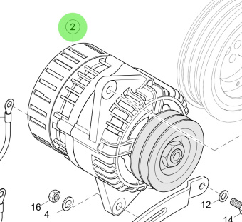 Steyr Z002086-0 - 28 V 80 A Painted Alternator Assembly for Steyr MO266K43, MO256H45, MO256K43, MO236K43, MO236K42, MO196K35, MO166M28, MO166K28, MO126M28 Engines