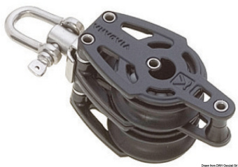 Viadana Composite Ball Bearing Double Block with Becket and Universal Head for Rope up to 10-12 mm, 38-57 mm Sheaves