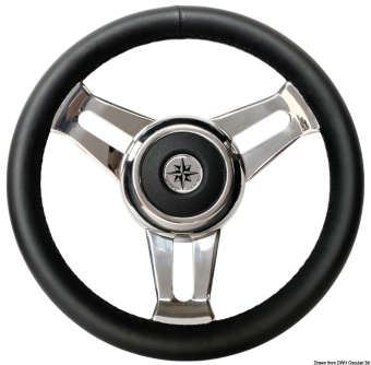 Osculati 45.125.01 - Steering Wheel Black Leather 3-Spoke Ø mm 350