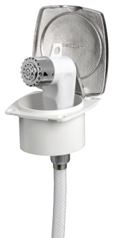 Osculati New Edge Stainless Steel Door Boat Shower with Boris Chromed Shower Head 88x95 mm with Stainless Steel Hose 4 meter - 15.248.81