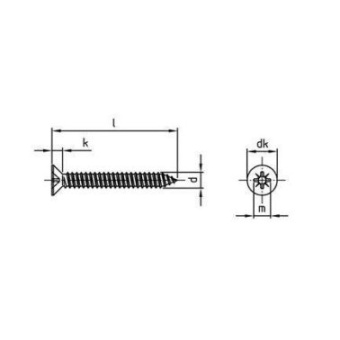 Euromarine DIN 7983 - A4 C 3,9 X 19 Z - Phillips Countersunk Head Sheet Metal Screw