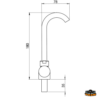 Trem N0112316 - Single Knob Hot/Cold Water Mixer With Increased Spout