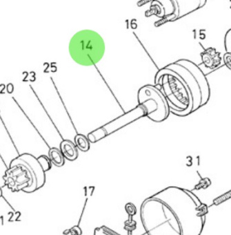 Nanni Diesel 970313466 - Starter Motor Shaft Assembly for N3 and N4 Series Engines