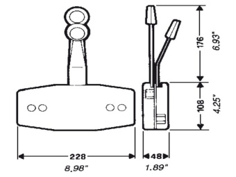 Ultraflex B47 Control Unit Two-Lever Grey