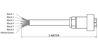 Vetus ECG5/6 - Electric Gear Cable, 6 Wires, 5 meter