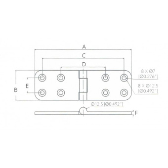 Marine Town Mirror Polished Hatch Hinges 165X51 mm