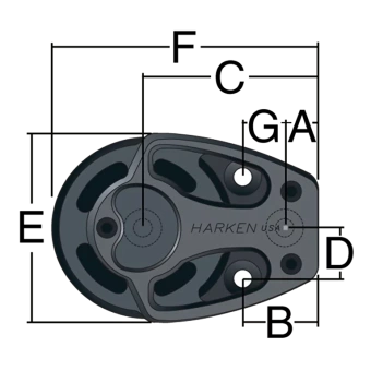 Harken 3220 - 57mm Black Magic Aluminum Footblock HL