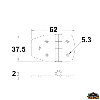 Trem M3560037 - AISI 316 Stainless Steel Hinges 62x38 mm Straight Model