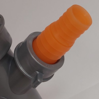 Straight Drain Pipe Dia 1"1/2 F BSP X 40mm With Hose-Tail Dia 20/25mm For Dishwasher, With Mobile Threaded Ring Nuts And Closing Cap