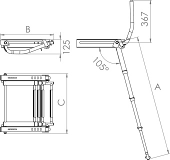 Osculati 49.577.04 - EasyUp Under Platform Ladder 275 mm