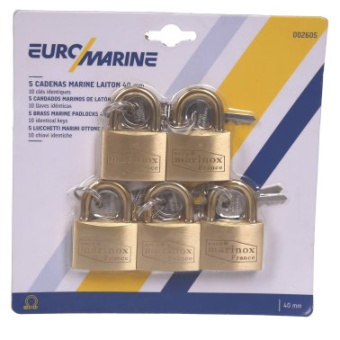 Euromarine Brass Padlock - 40mm (10 Identical Keys)