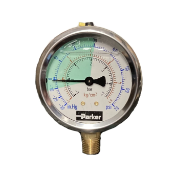 Parker 10180103PH - Pressure/Vacuum Gauge, 2.5″, -30″ to 70 PSI, NPT Bottom Conn