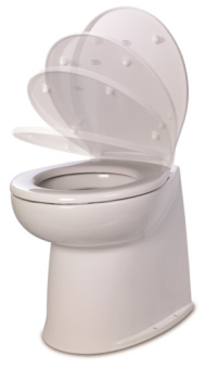Jabsco 58040-3012 - Deluxe 17" Electric Toilet 12V, Straight With Solenoid, Soft Closing