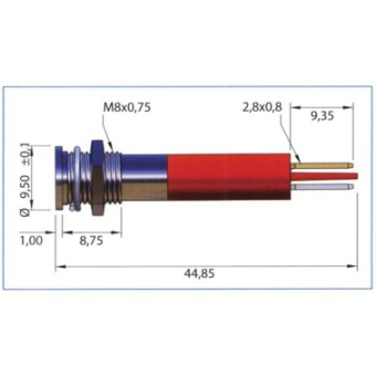  Red LED Indicator 12V - Ø8mm Waterproof