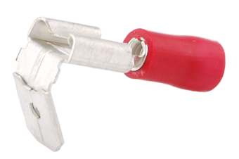 Female Spade Connector, Piggyback Terminal - Red, 0.5 x 1.5 mm, 100 pcs.