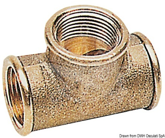 Osculati Brass Female Tee Connector, 1/4" to 4" Female Thread