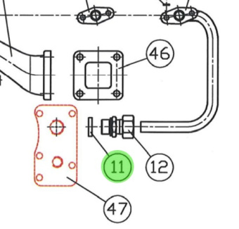 Bukh 000E8996 - Gasket for DV32 Air Inlet and Turbocharger