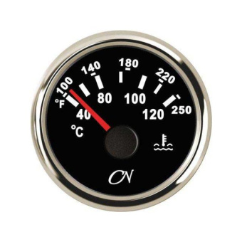Cooling Water Temperature Gauge - Black Dial, Chromium Bezel, 300 - 23 Ohm, 40 - 120°C