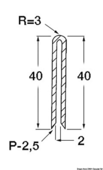 Osculati 66.026.02 - Rubbing Strake 2x2x40 mm Grey RAL 7035 (24 m)