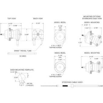 SeaStar SS13206 - Safe-T II (No-Feedback) 3.2 Rotary Steering System With Cable 6' (1.83m)