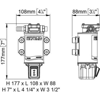 Marco UP3/OIL-R - Reversible Pump Lubricating Oil - W/ On/Off Switch - 29 psi - 12V