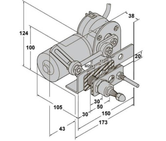 Exalto EWT Wiper 223BS 24V ..° 25Nm Bulkhead 20mm Single