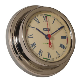 Vion Quartz Clock Radio Silence Stainless Steel Roman Including Wall Mount Ø127 mm Polished