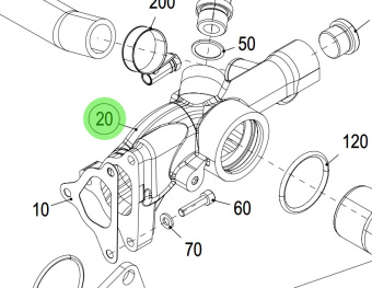Steyr Z026122-0 - Coolant Inlet Assembly RAL9006