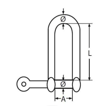 A4 Straight Shackle - Long Type Captive Pin Ø6 mm