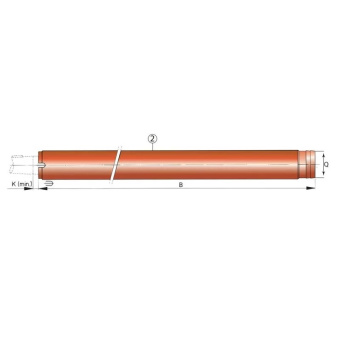Vetus BS25/0500 - Steel Stern Tube with Rubber Bearing, Ø 25 mm, Length 500 mm