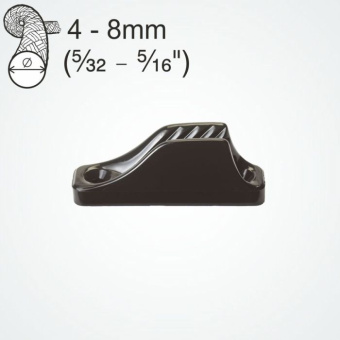 Clamcleat CL209 Midi Open Cleat for 4–8 mm Rope, Black UV-Resistant Nylon