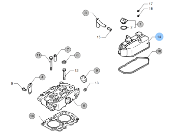 Vetus STM1169 - Cover Assy and Pipe M2.04/C5/D5/06 for Cylinder Head