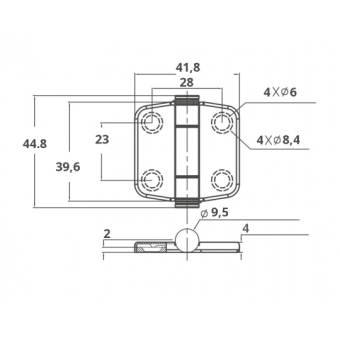 Marine Town Hinges With Integrated Cover 39x41 mm
