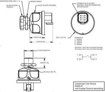 Cole Hersee Ignition Lock IP67 2 Positions