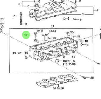 Nanni Diesel 970312012 - Hex Head Bolt with Washer for Cylinder Head Assembly
