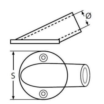 Round Hand Rail Pipes Base Fitting 30° Ø22mm