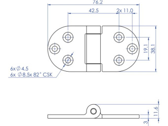 Talamex Stainless Steel AISI 316 Torque Hinge Under
