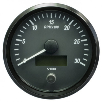 VDO A2C3832810030 - SingleViu Tachometer 3.000 RPM Black 100mm White Lighted w/ Red Pointer