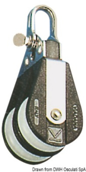 Viadana Plastinox Double Block with Shackle Head for Rope up to 8-12 mm, 34-56 mm Sheaves