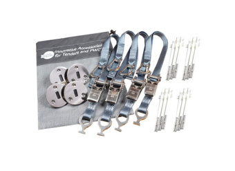 Rapid Marine PE25FFKIT-4-GY - Padeye Kit - Flush Fitting x 4, 4x25mm Tie Down Straps Grey