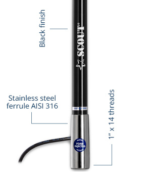 Scout PF AN NAMFM012T - Ks-120 Black Am-Fm Fiberglass Antenna 1.2 M Titan Series