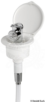 Osculati 15.246.00 - Elegant Shower Box White Finish PVC Hose 2.5 m Flat Mounting